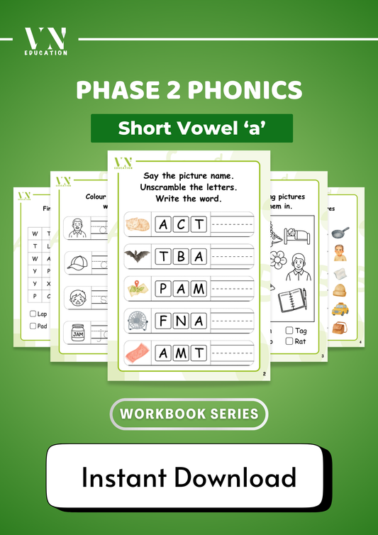 Short 'a' Phase 2 Phonics Workbook