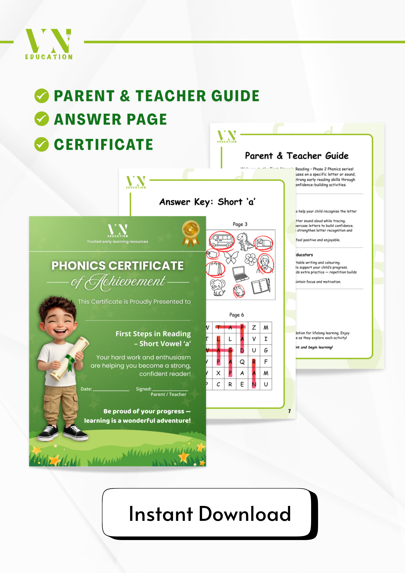 Short 'a' Phase 2 Phonics Workbook