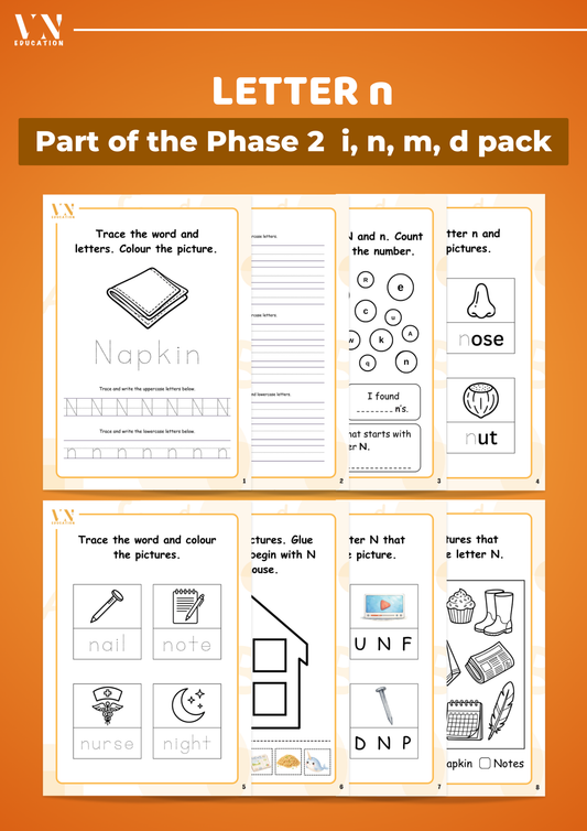 Letter n Phonics Workbook | Phase 2 INMD Set