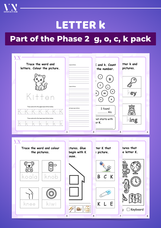 Letter k Phonics Workbook | Phase 2 SATP Set