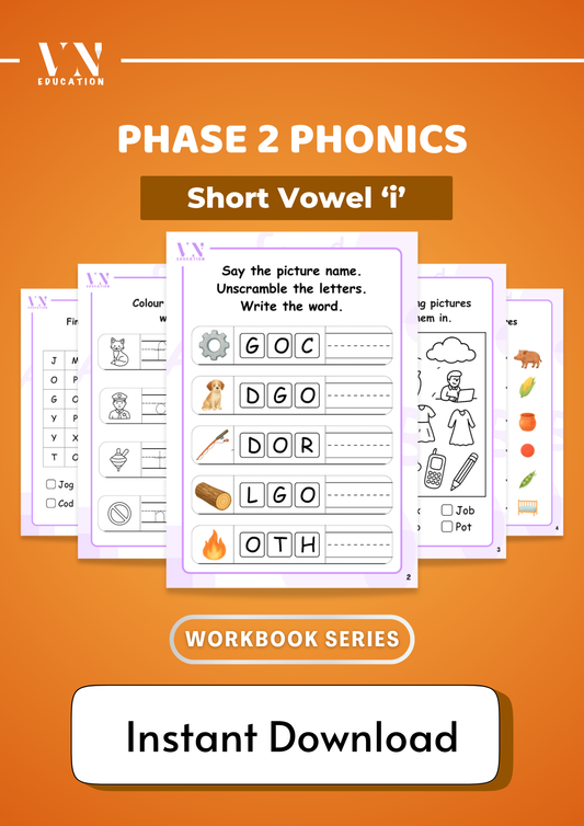 Short 'i' Phase 2 Phonics Workbook
