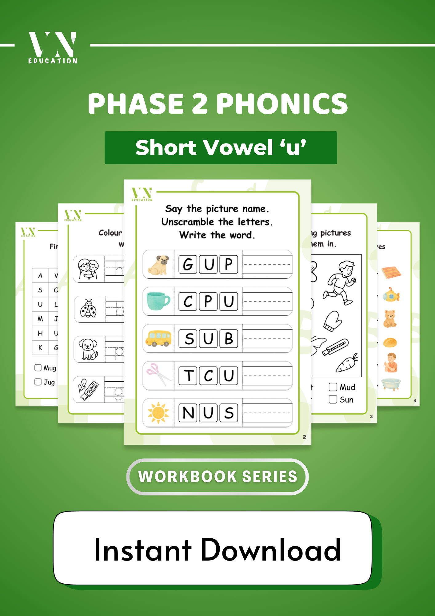 ULTIMATE PHONICS MEGA BUNDLE — Phase 2 Mini Letters + Workbooks + Short Vowels