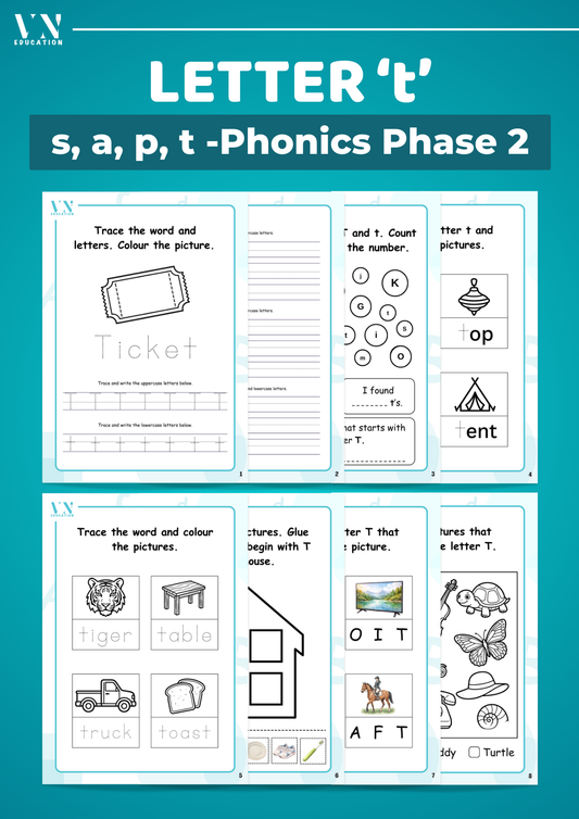 Letter t Phonics Workbook | Phase 2 SATP Set