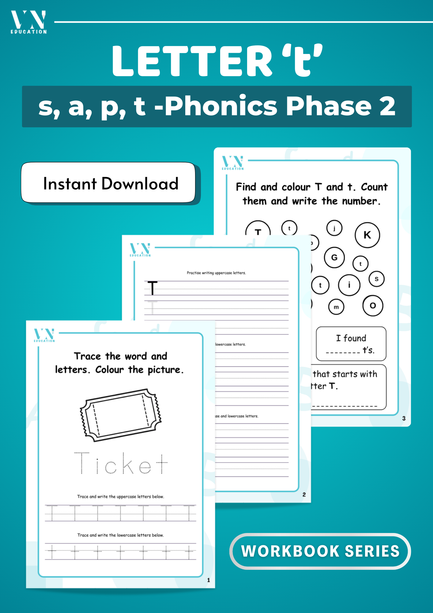 Letter t Phonics Workbook | Phase 2 SATP Set