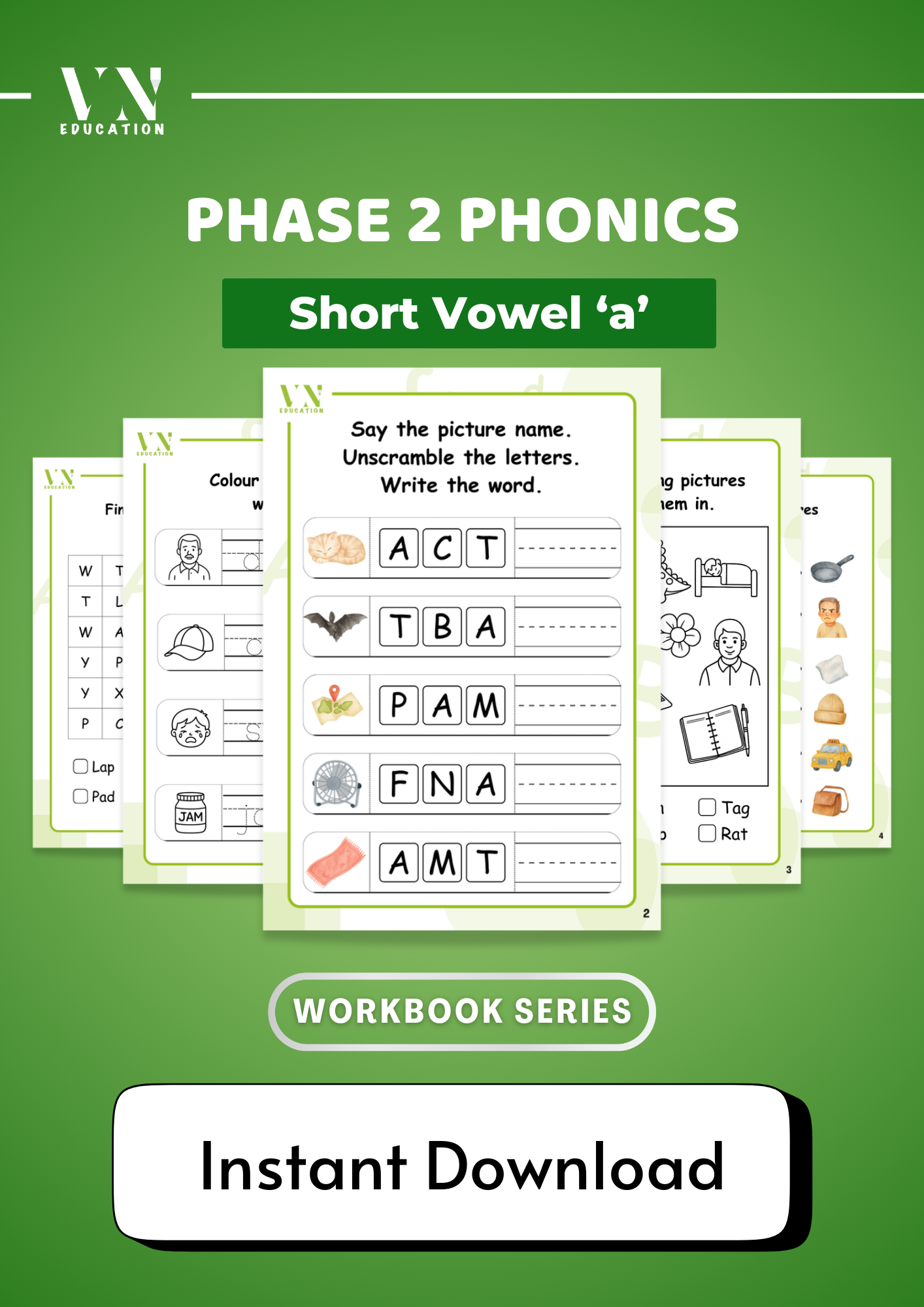ULTIMATE PHONICS MEGA BUNDLE — Phase 2 Mini Letters + Workbooks + Short Vowels