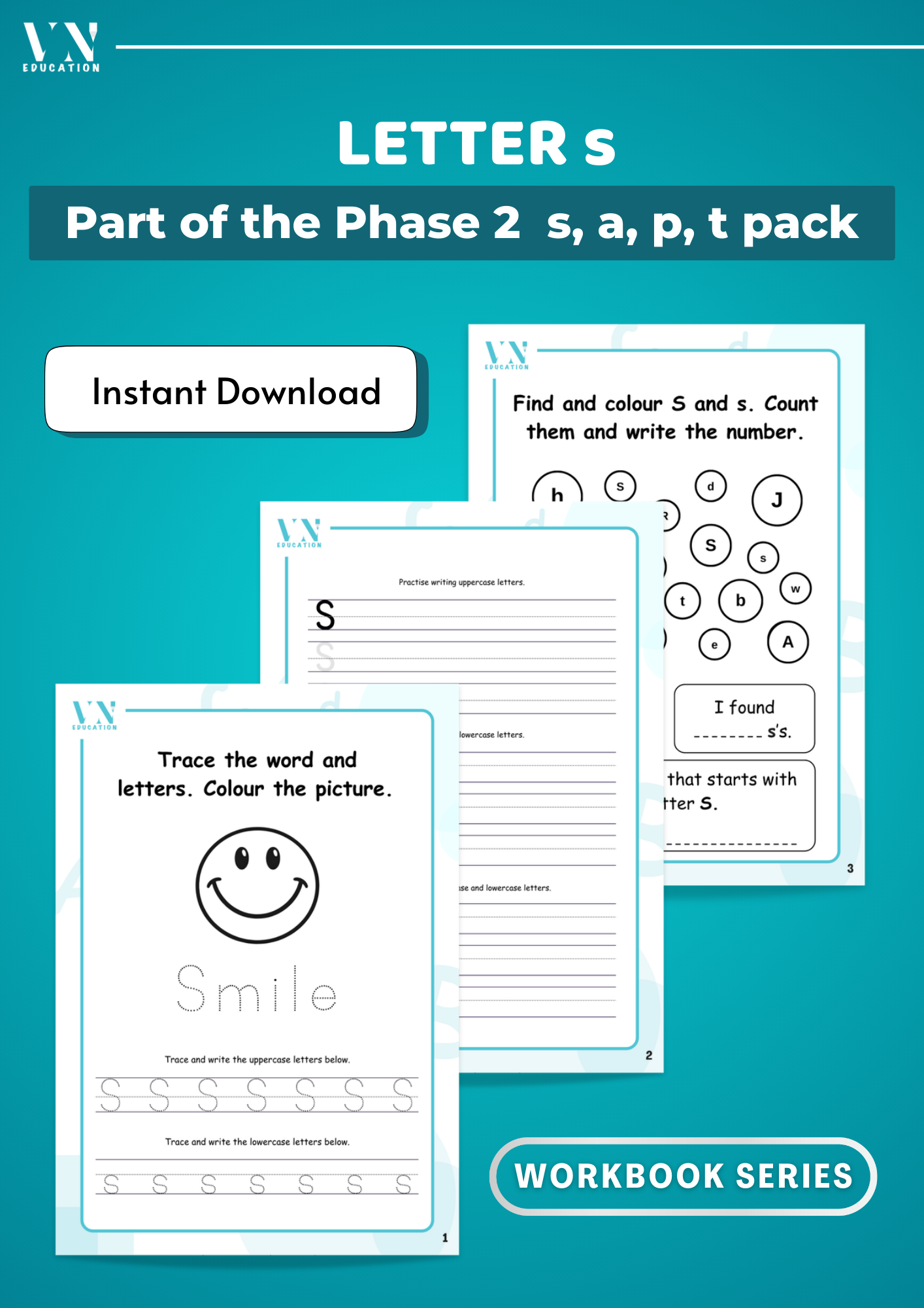 Letter s Phonics Workbook | Phase 2 SATP Set