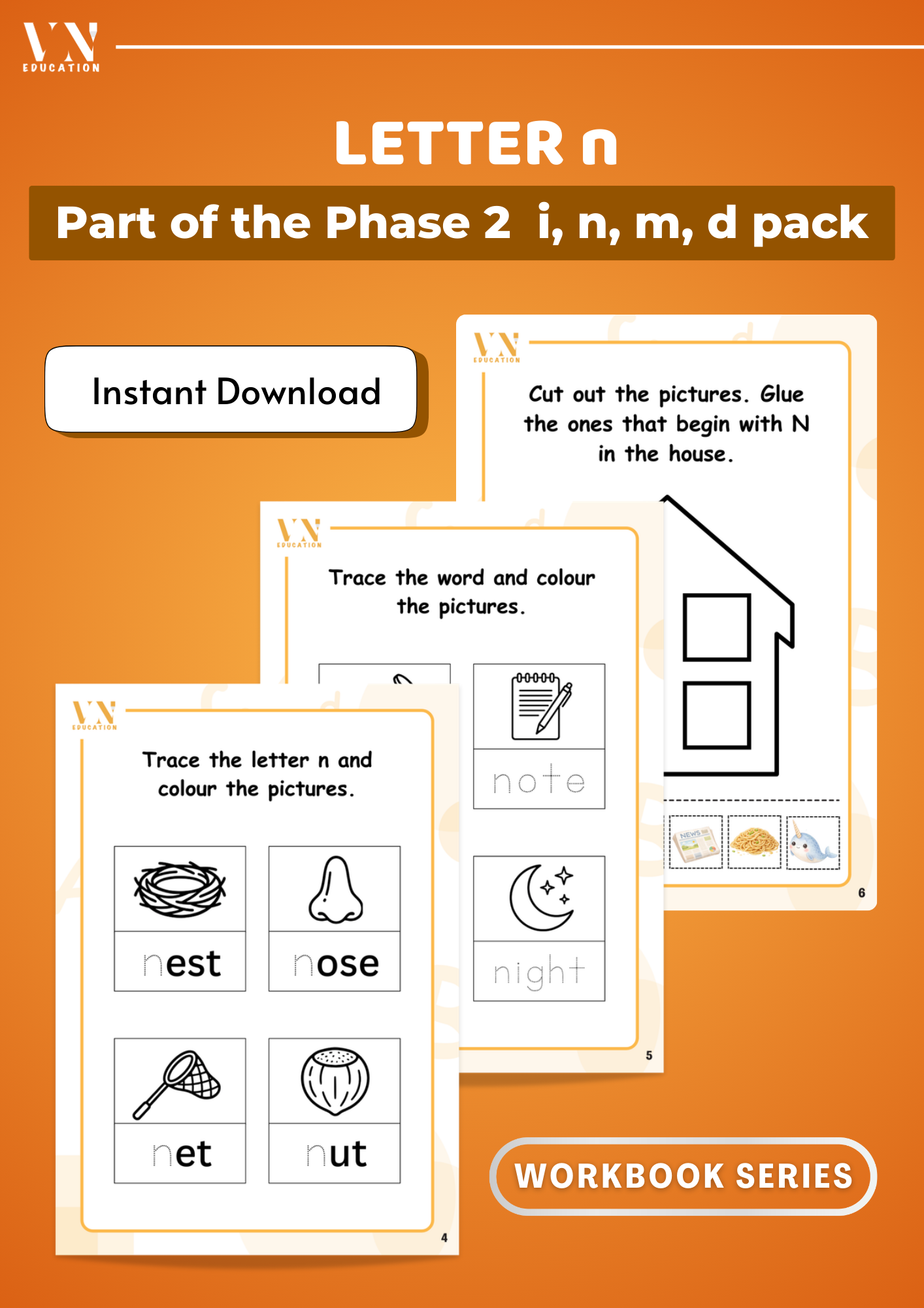 Letter n Phonics Workbook | Phase 2 INMD Set