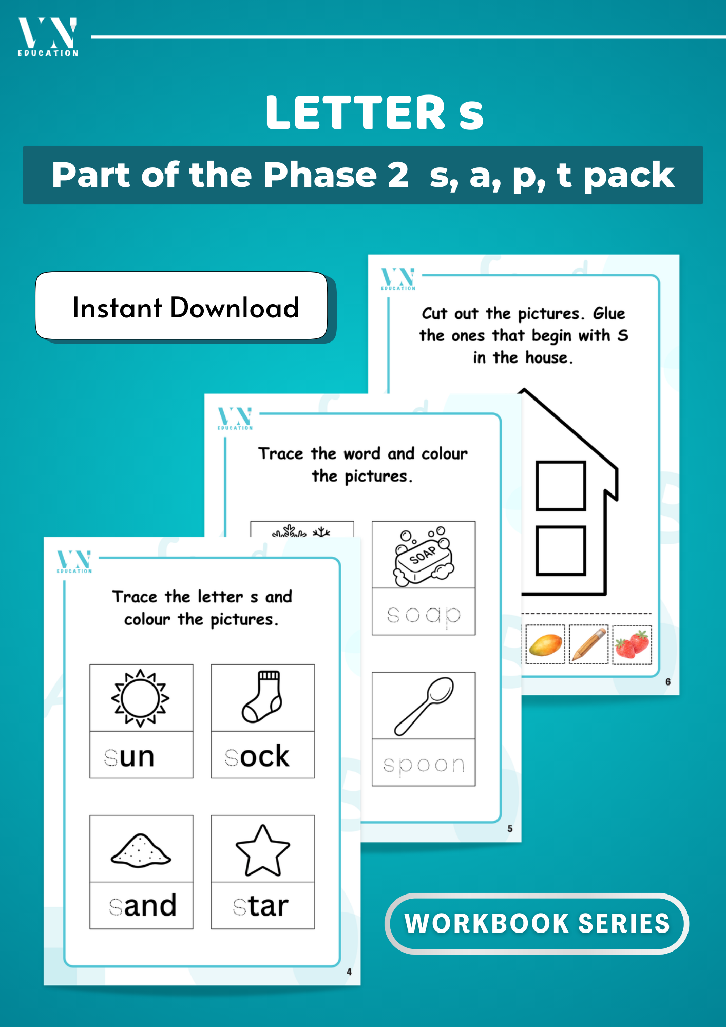 Letter s Phonics Workbook | Phase 2 SATP Set