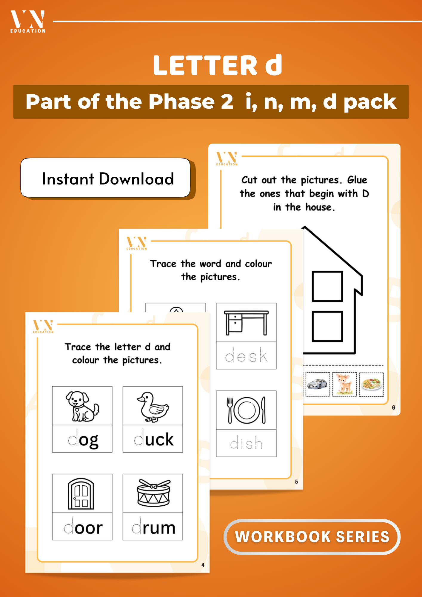Letter d Phonics Workbook | Phase 2 INMD Set