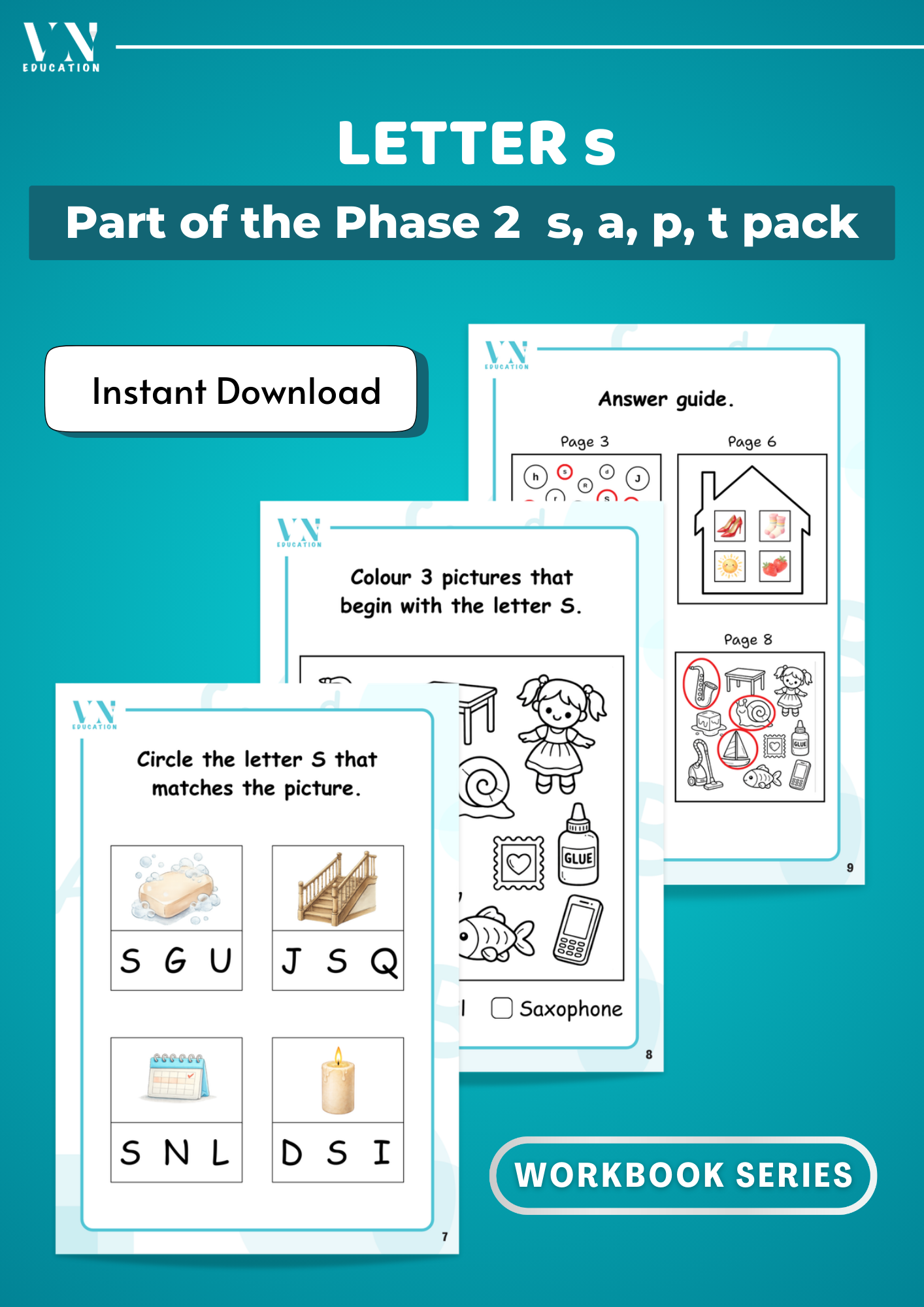 Letter s Phonics Workbook | Phase 2 SATP Set