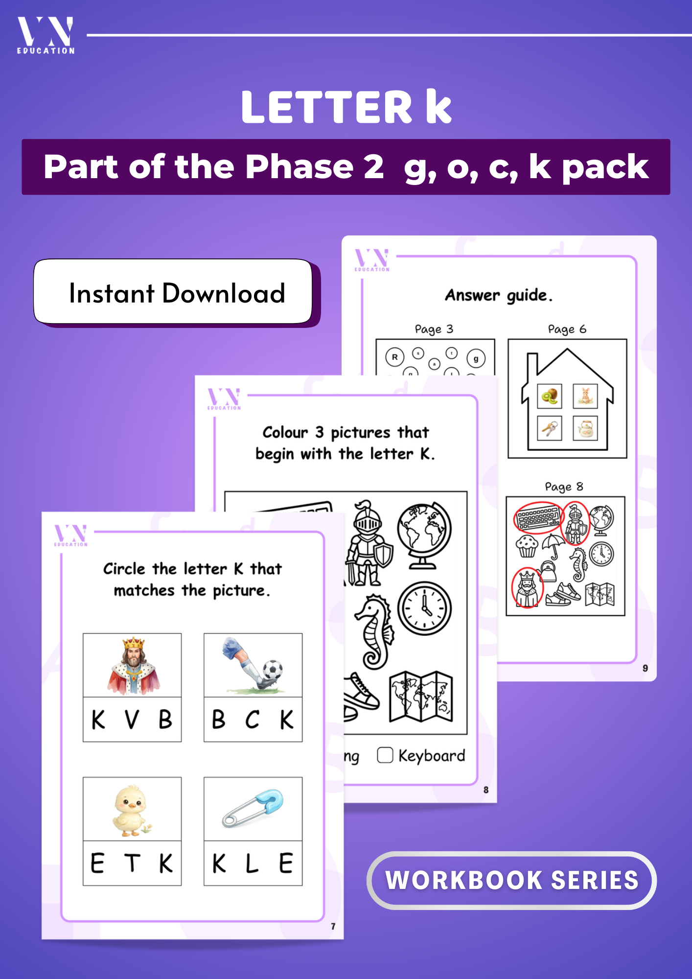 Letter k Phonics Workbook | Phase 2 SATP Set