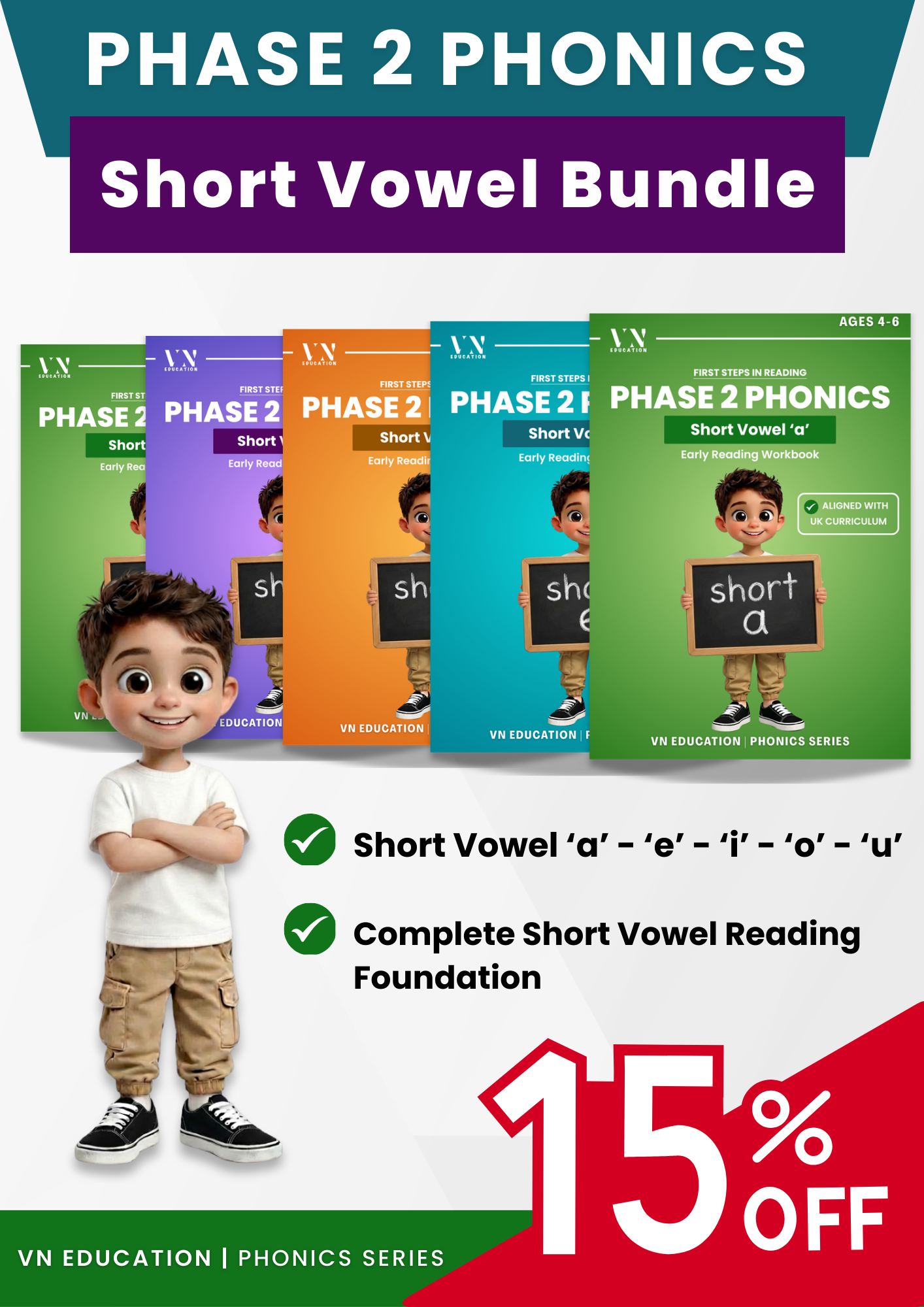 Short Vowel Bundle (a, e, i, o, u) | Phase 2 Phonics